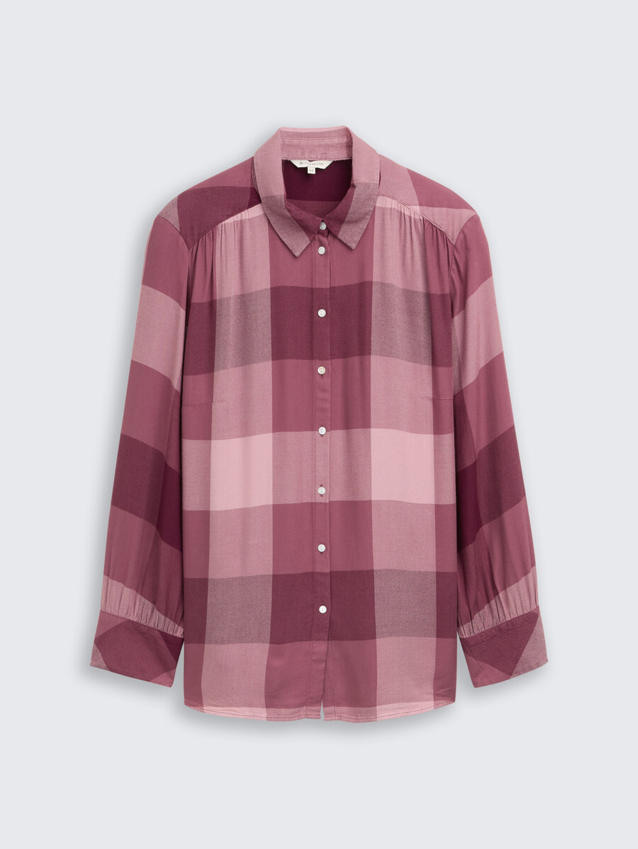 talla grande - blusa camisera con estampado de cuadros