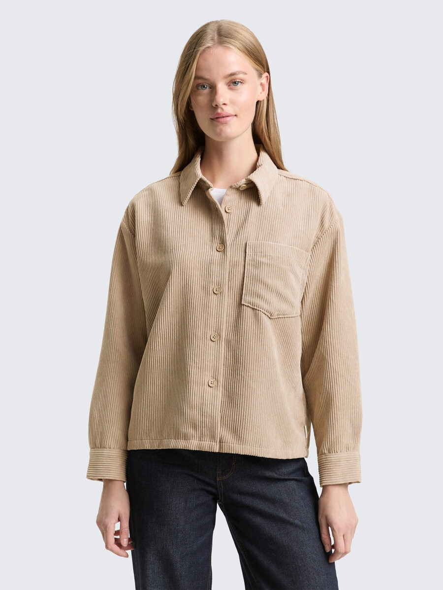 blusa de pana de corte cuadrado