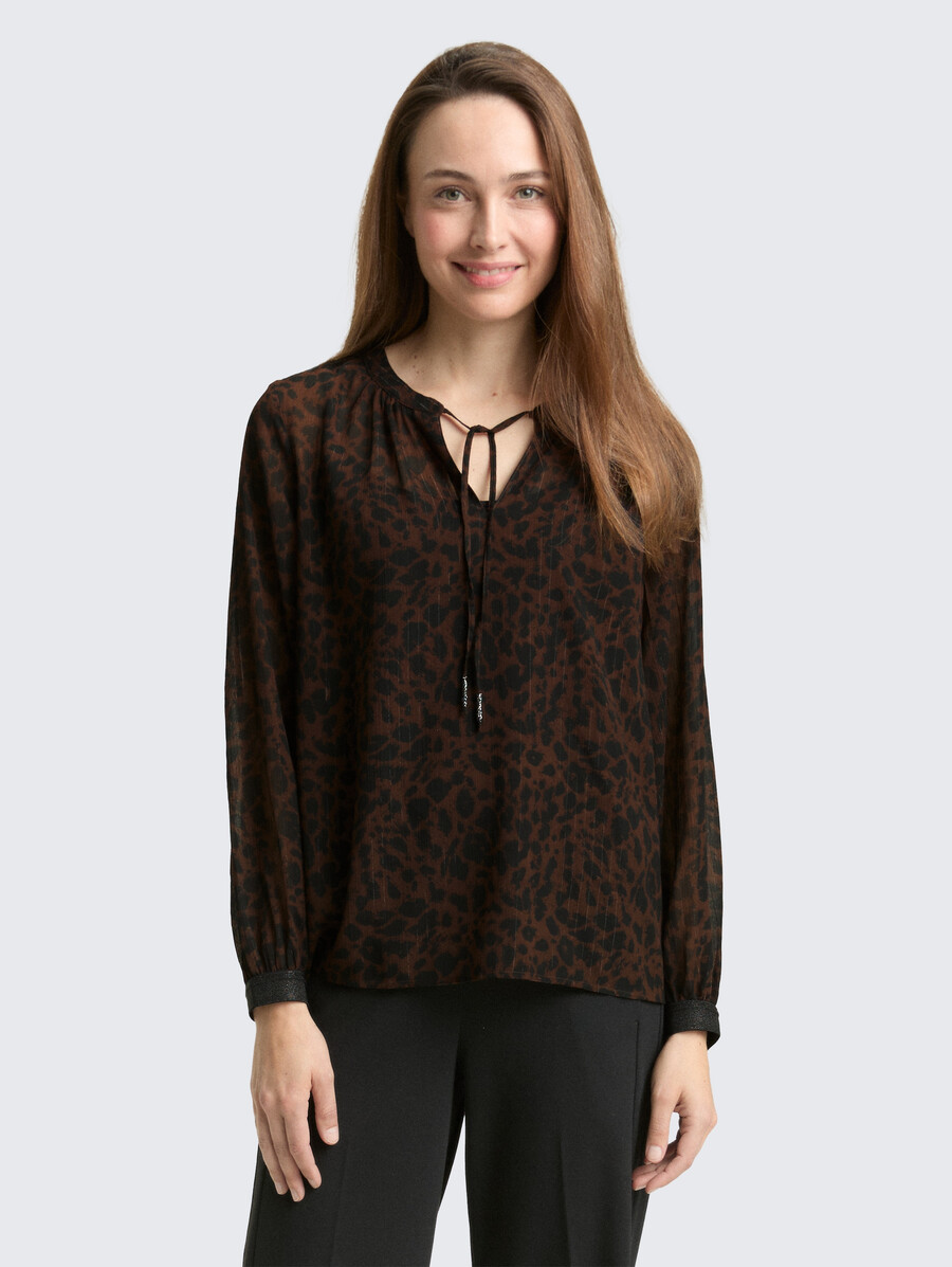 blusa de gasa con estampado de leopardo