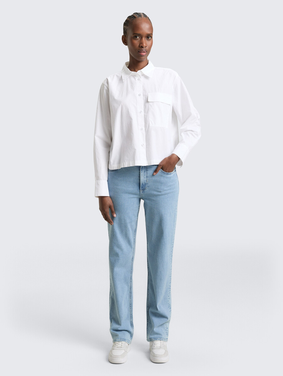 blusa de algodón de corte cuadrado