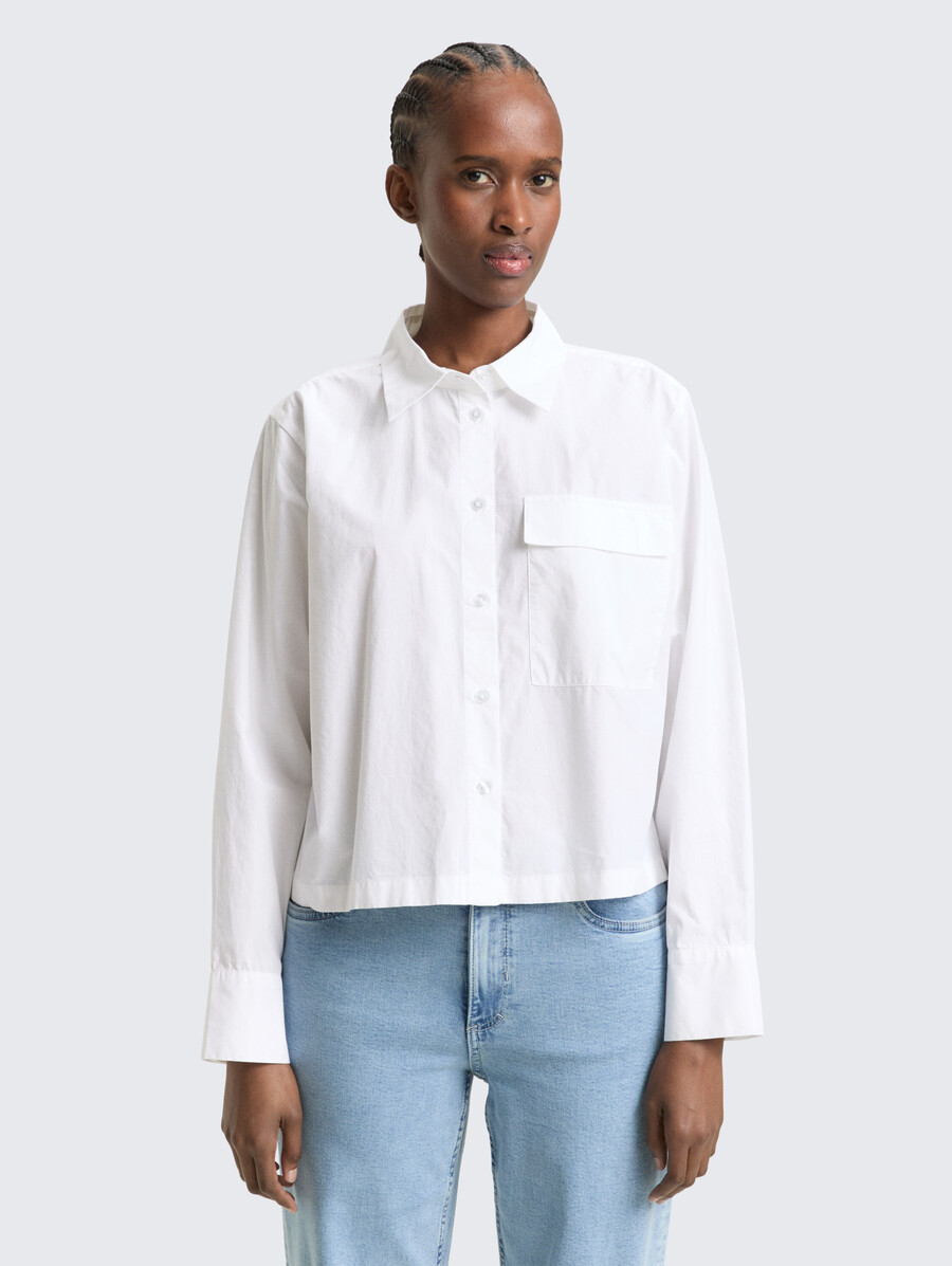 blusa de algodón de corte cuadrado