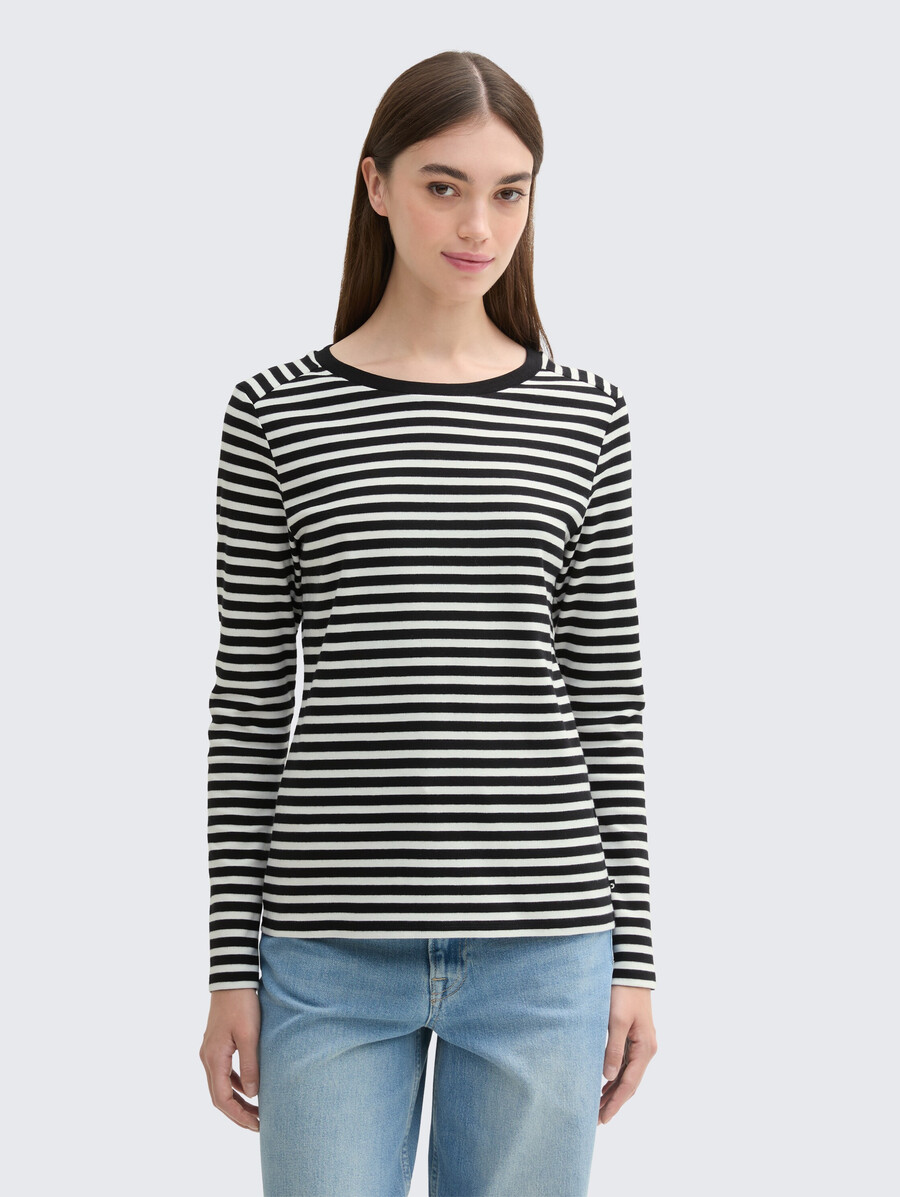 camisa de manga larga con estampado de rayas