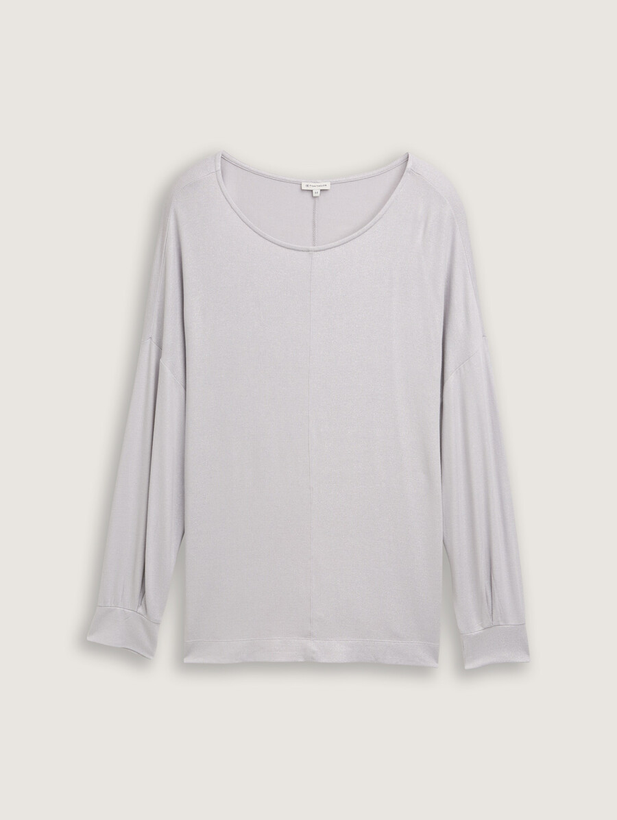 talla grande camisa holgada de manga larga con sutil efecto brillo.