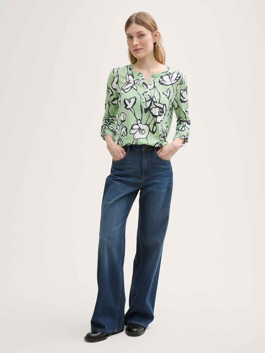 camisa henley de manga larga con estampado