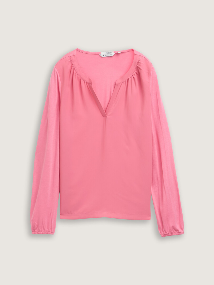 camisa de manga larga en mezcla de materiales
