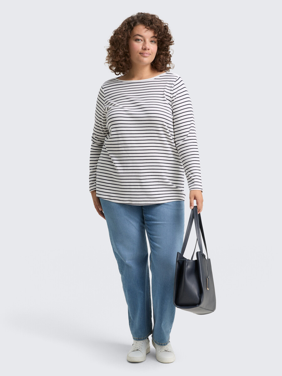 talla grande - camisa de manga larga con estampado de rayas