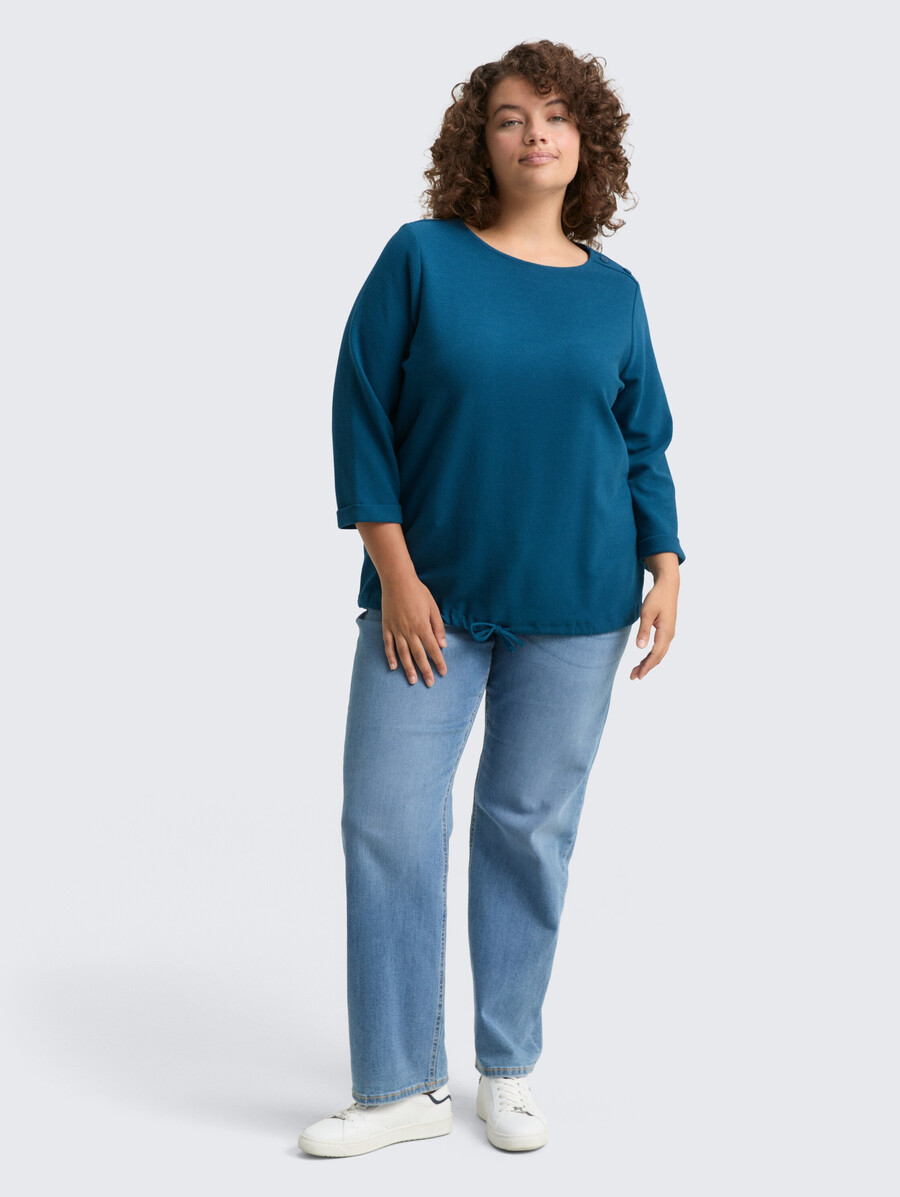 talla grande - camisa de manga larga con detalles de botones