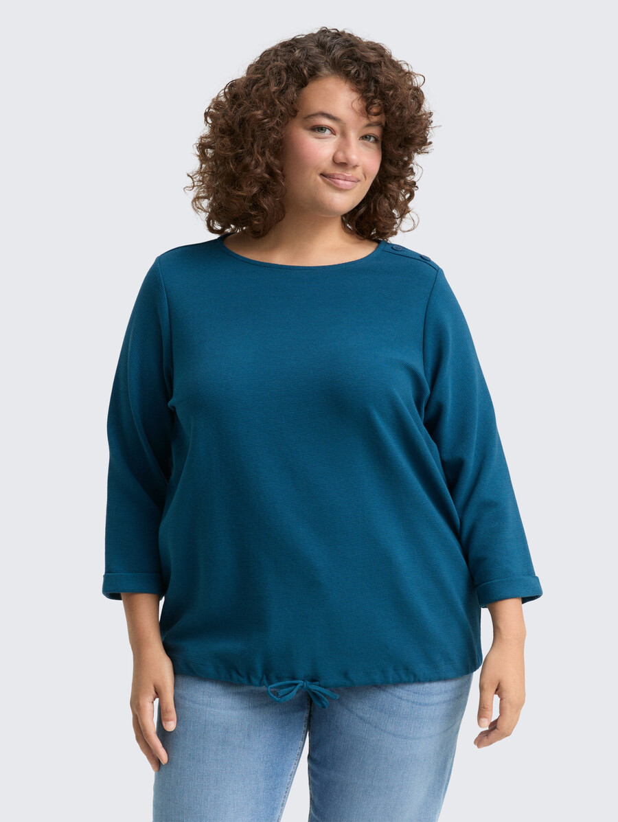 talla grande - camisa de manga larga con detalles de botones