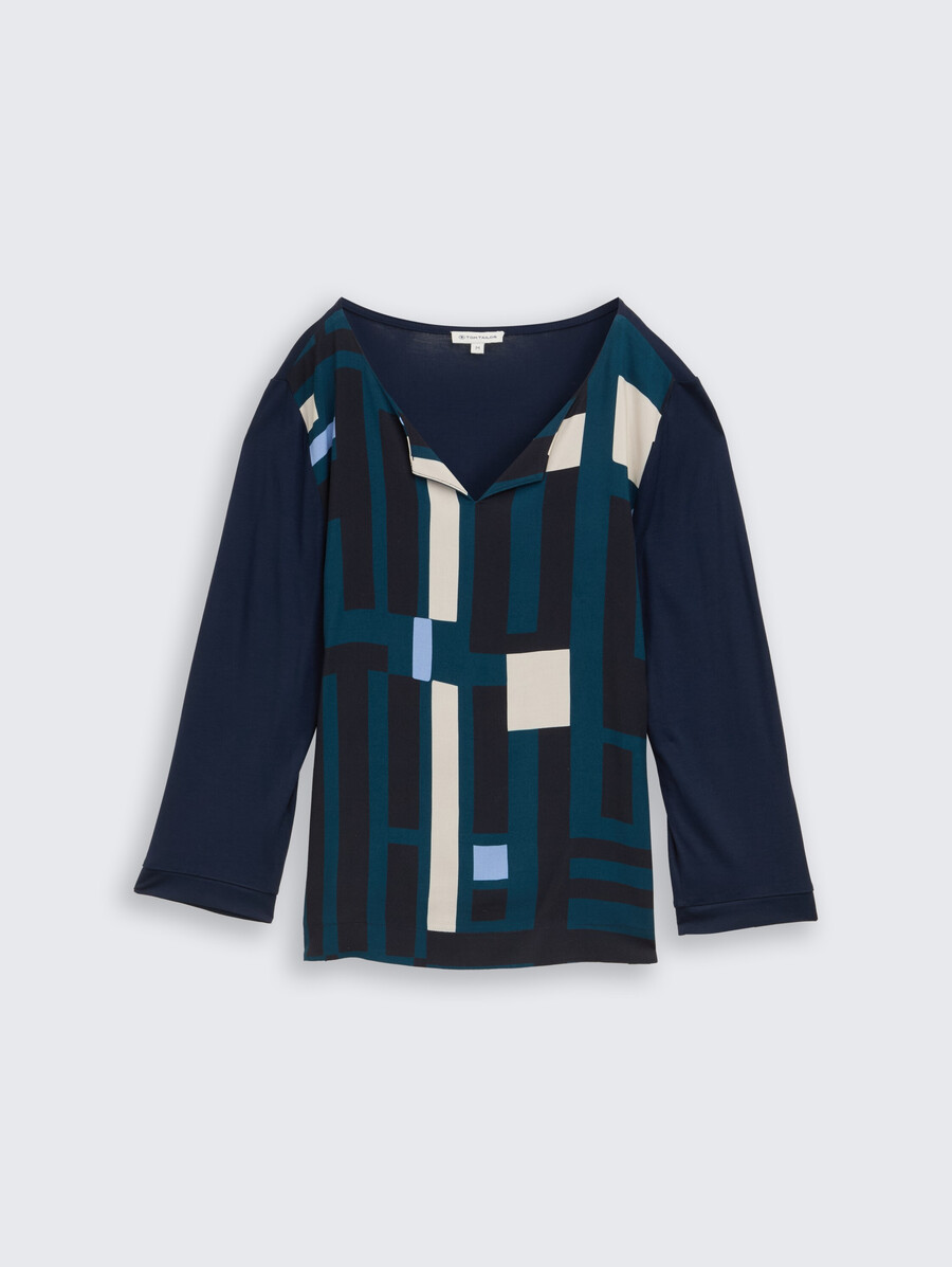 camisa de manga larga en mezcla de materiales