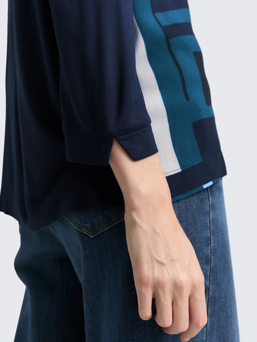 camisa de manga larga en mezcla de materiales