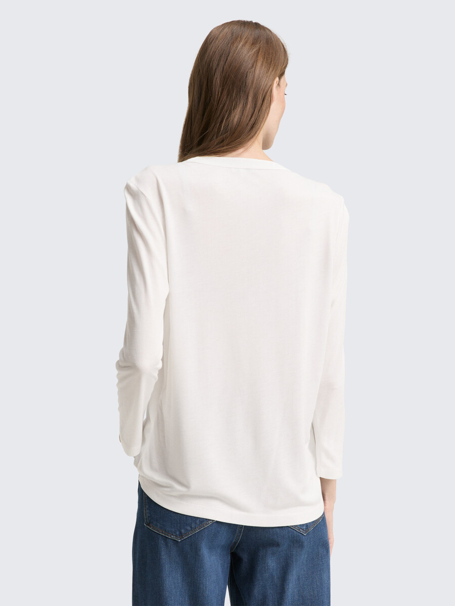 camisa de manga larga henley en mezcla de materiales
