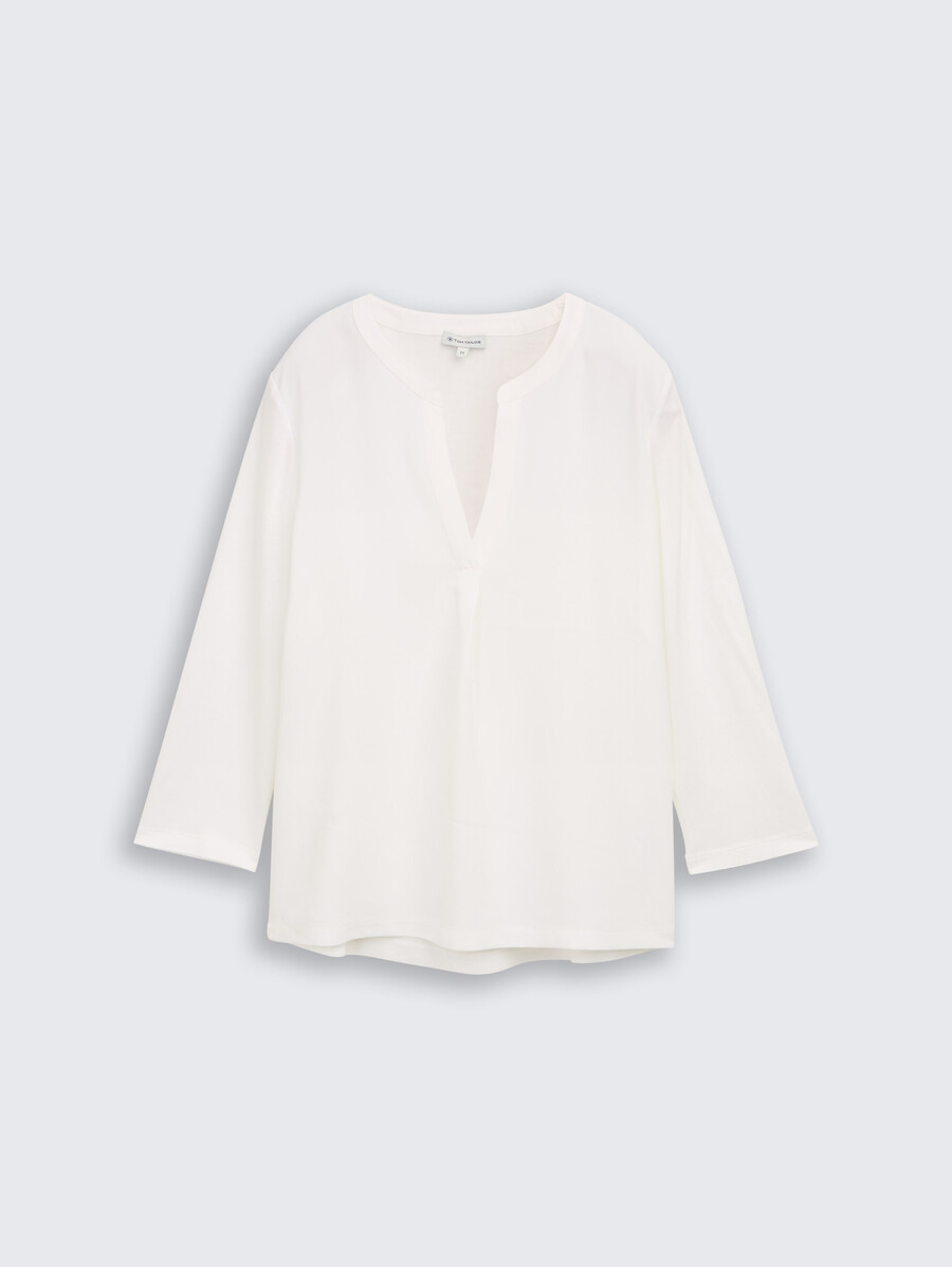 camisa de manga larga henley en mezcla de materiales