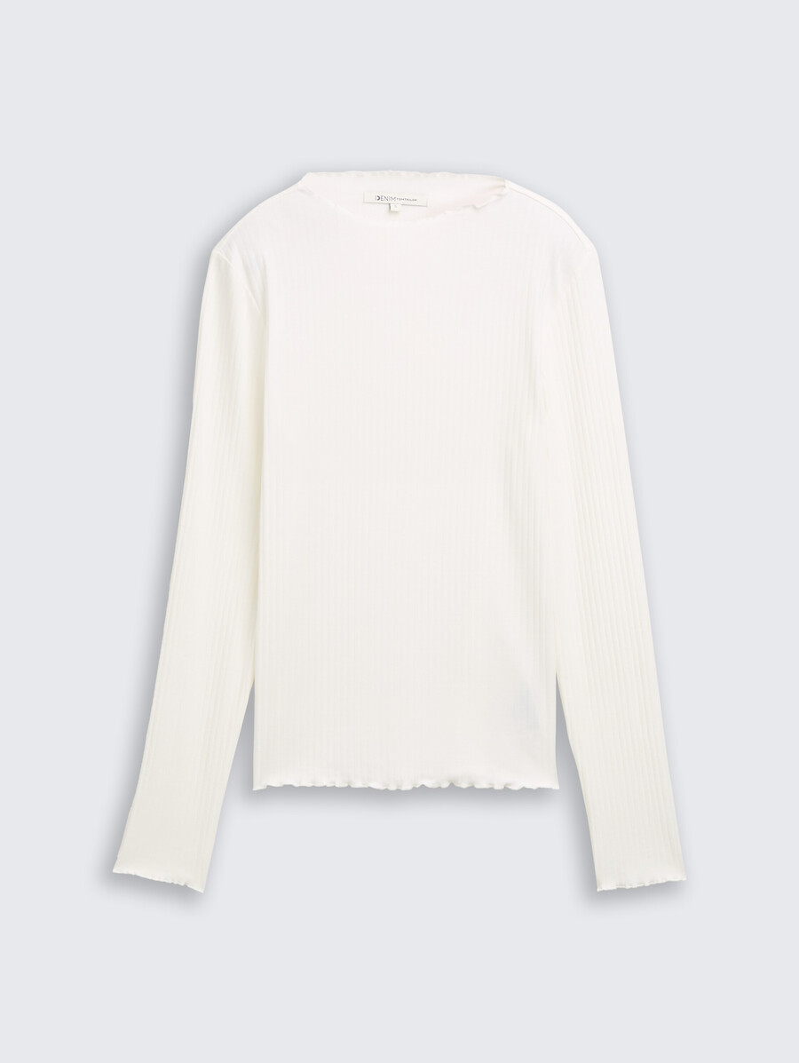 camisa de manga larga acanalada con cuello alto