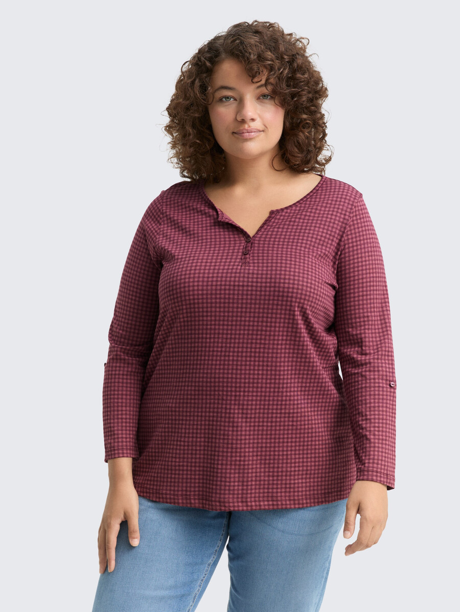 talla grande - camisa tipo blusa henley con estampado