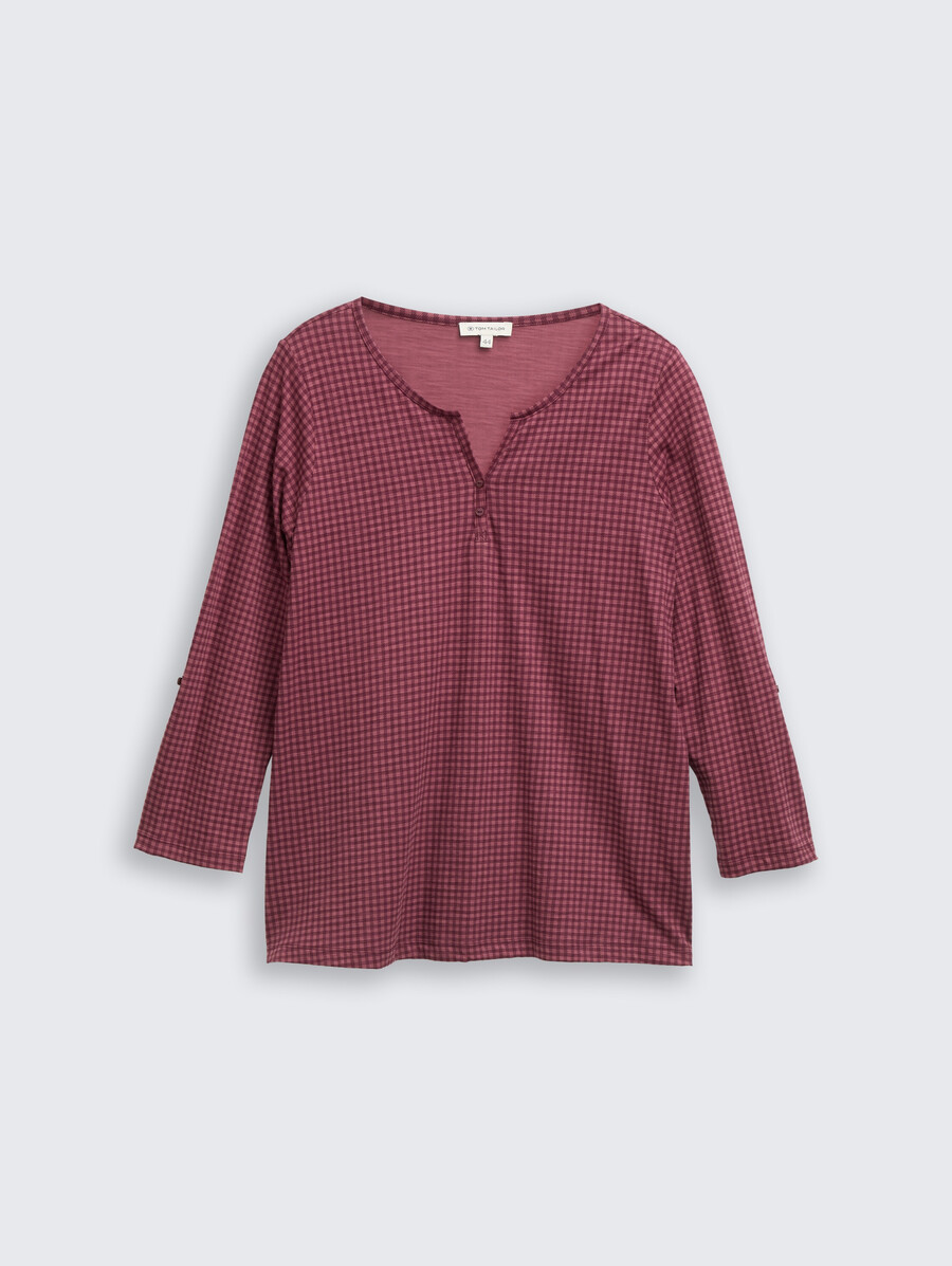 talla grande - camisa tipo blusa henley con estampado