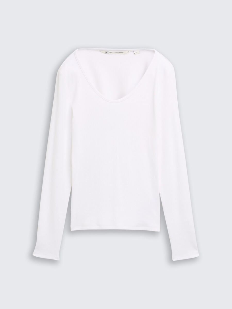 camisa de manga larga de corte entallado con textura acanalada