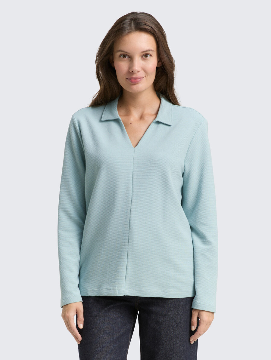 camisa de manga larga con cuello polo