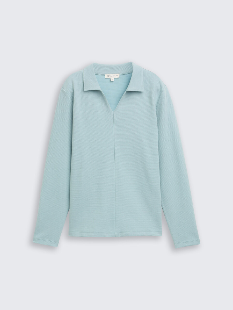 camisa de manga larga con cuello polo