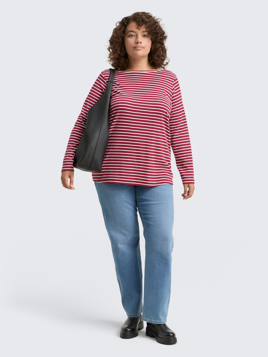 talla grande - camisa de manga larga con estampado de rayas