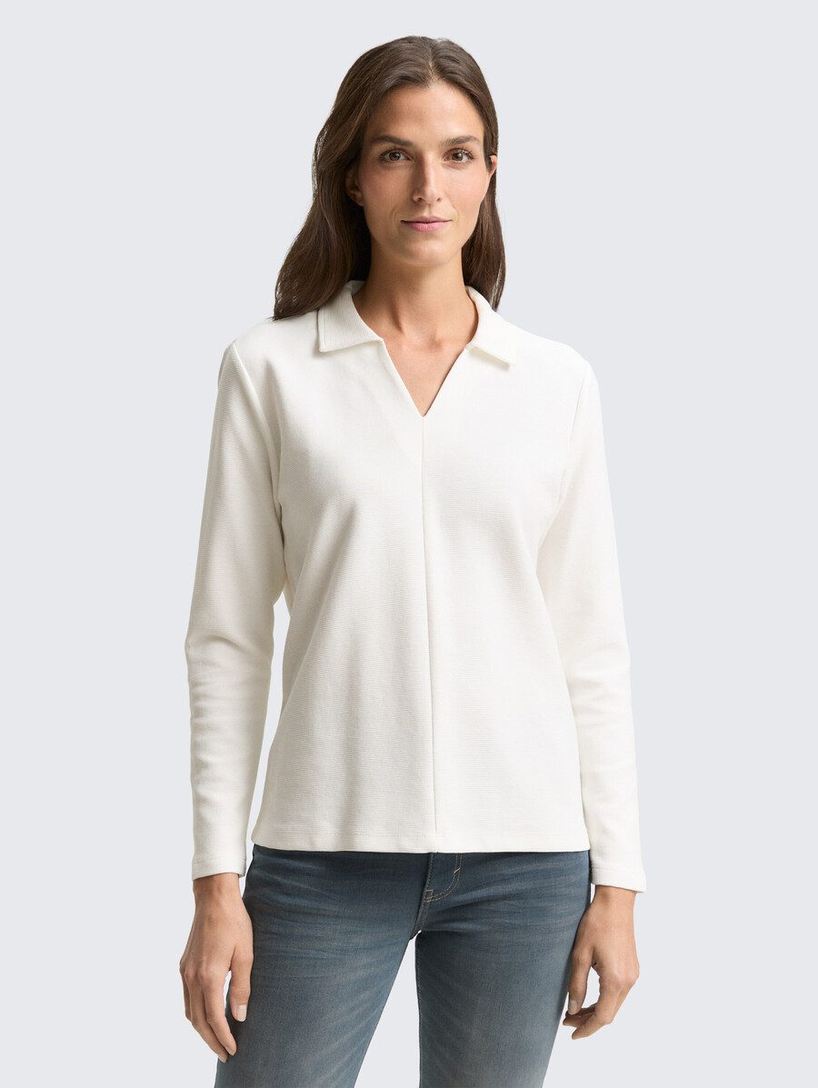 camisa de manga larga con cuello polo