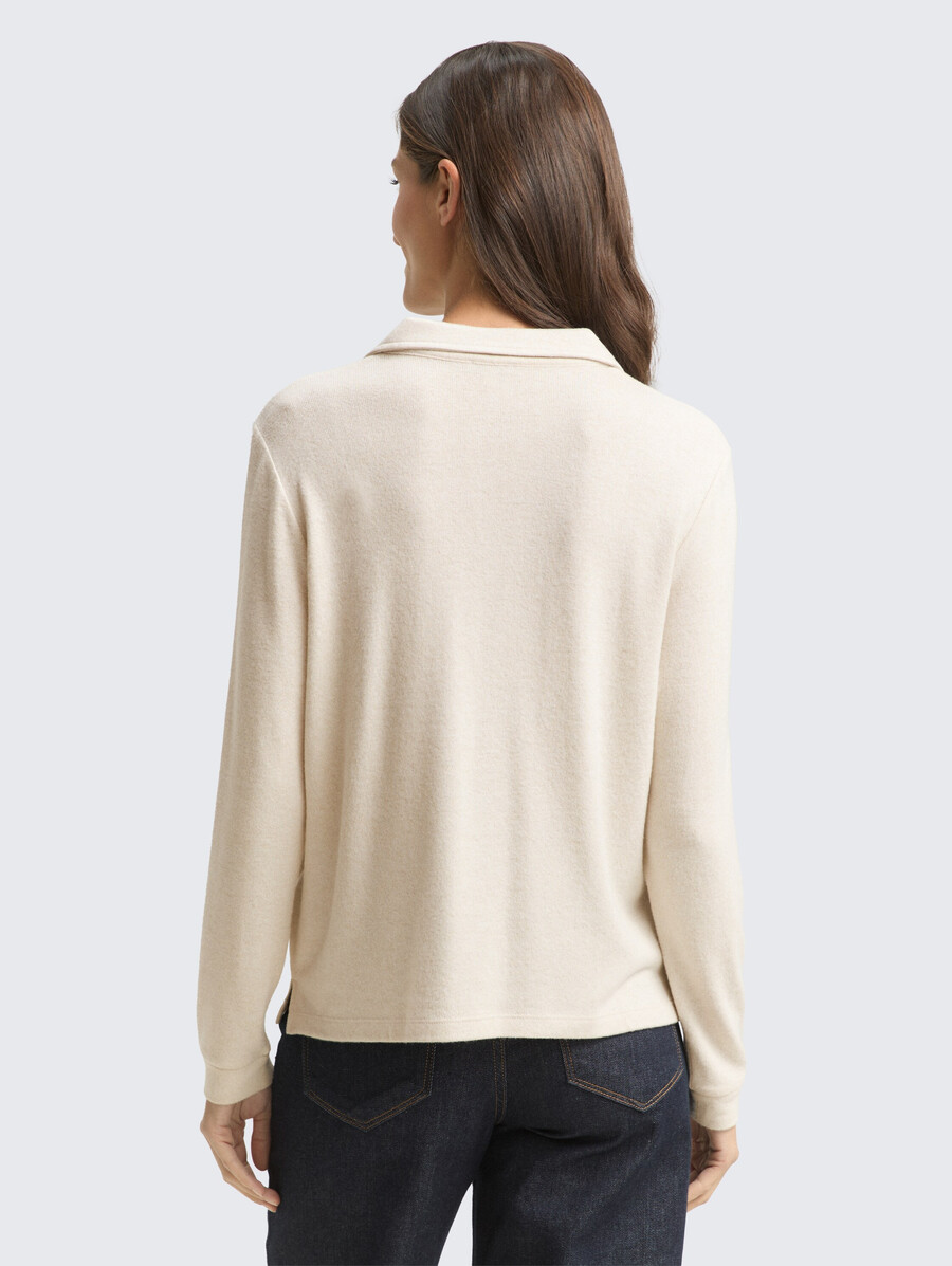 camisa acogedora de manga larga con cuello polo