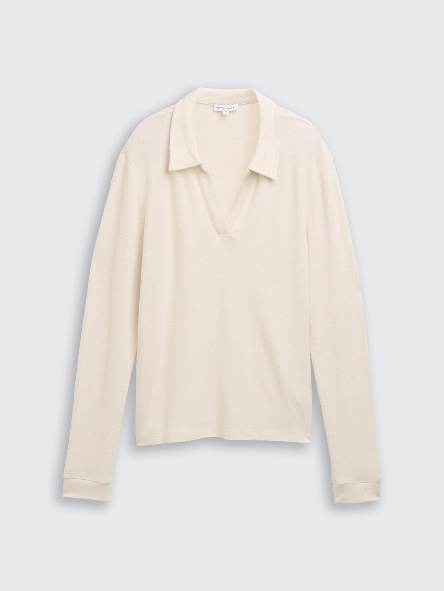 camisa acogedora de manga larga con cuello polo