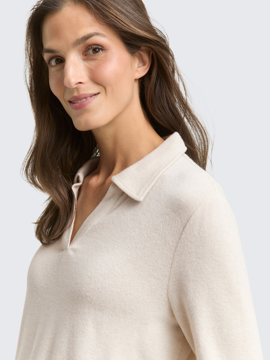 camisa acogedora de manga larga con cuello polo