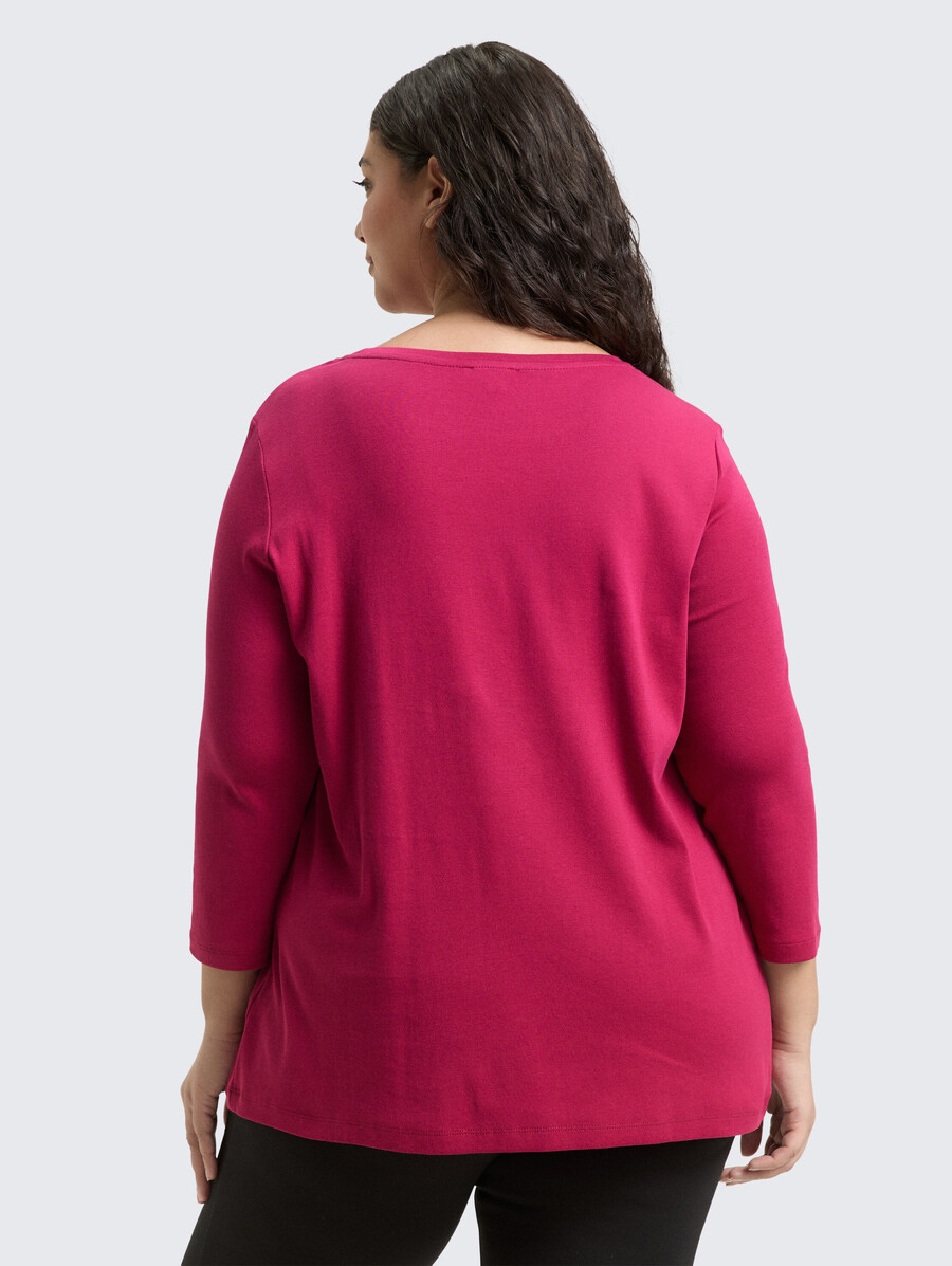 talla grande - camisa de manga larga de corte entallado con logotipo brillante
