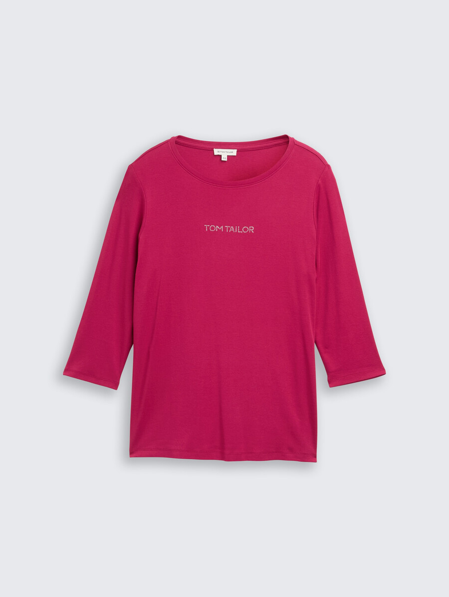 talla grande - camisa de manga larga de corte entallado con logotipo brillante
