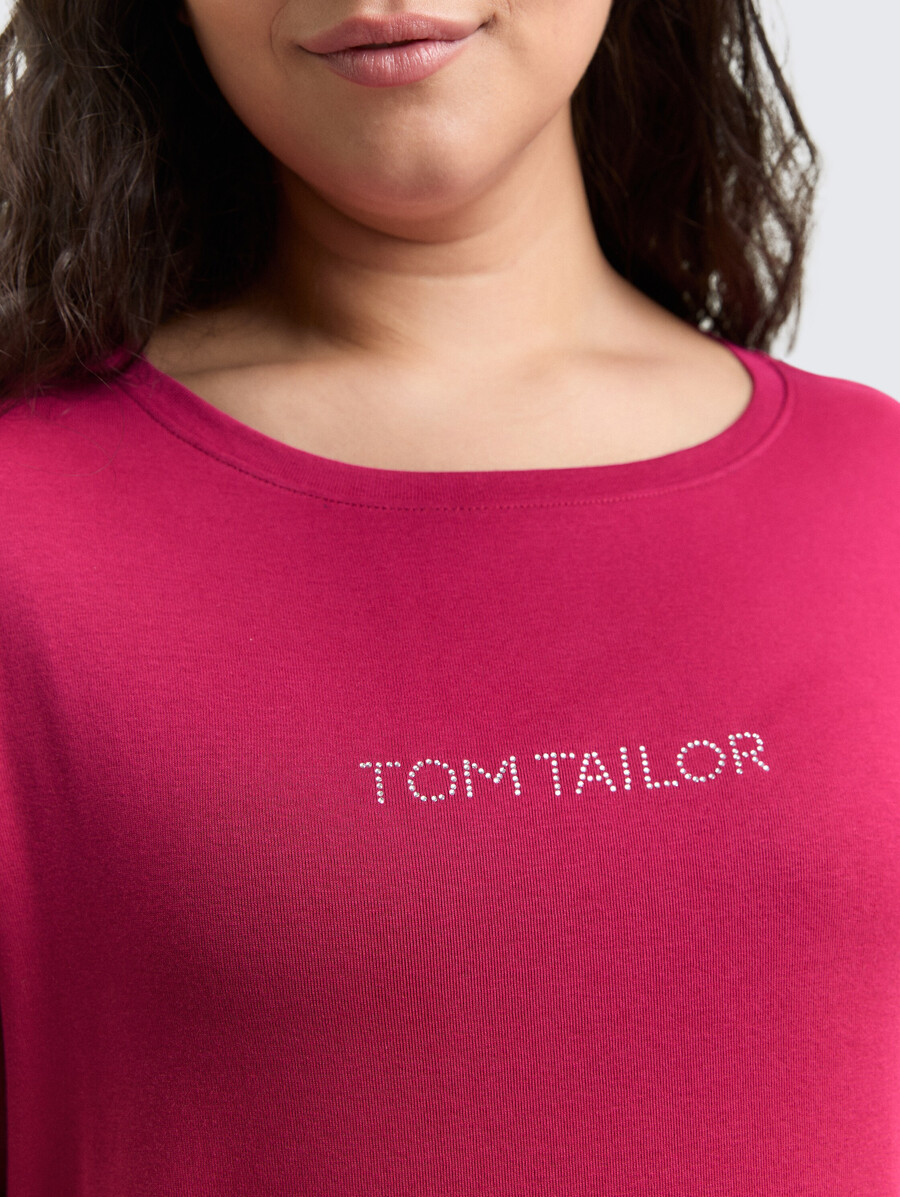 talla grande - camisa de manga larga de corte entallado con logotipo brillante