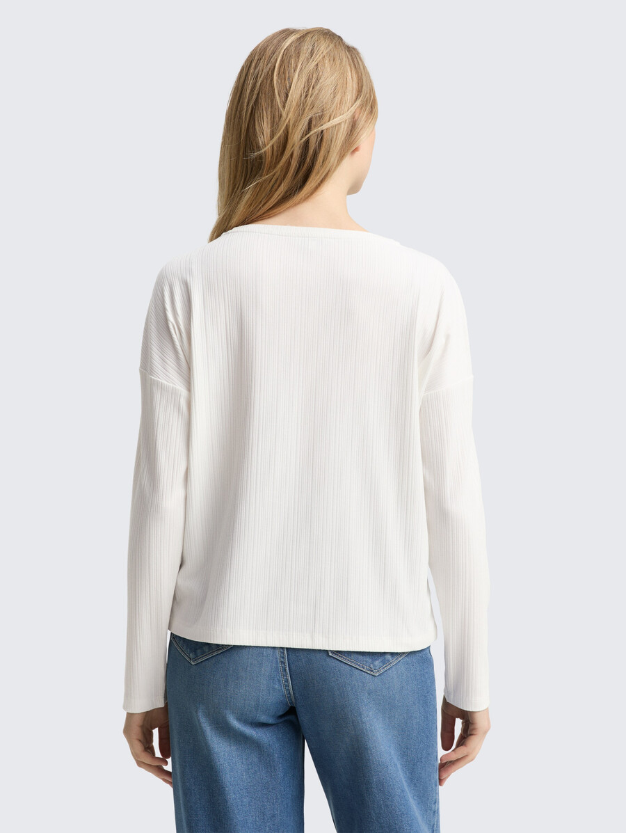 camisa holgada de manga larga con textura acanalada