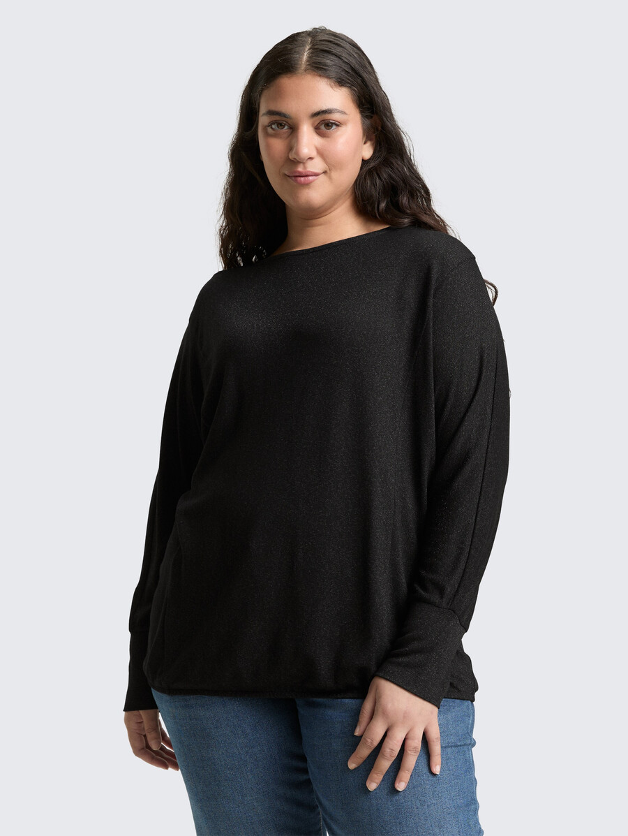 talla grande - camisa holgada de manga larga con efecto brillante