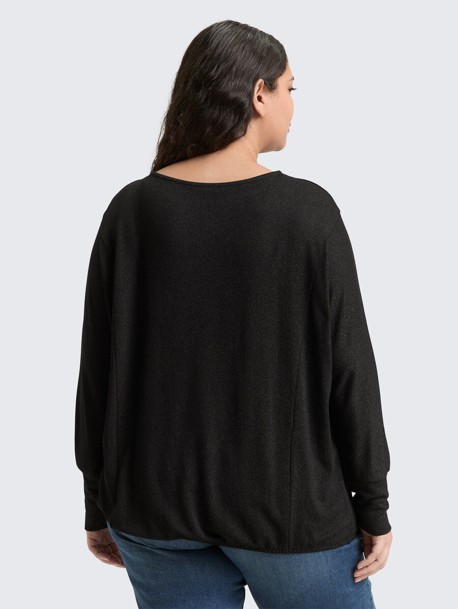 talla grande - camisa holgada de manga larga con efecto brillante