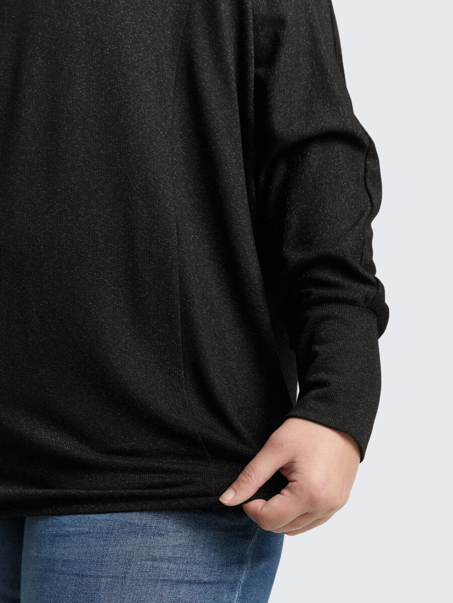 talla grande - camisa holgada de manga larga con efecto brillante