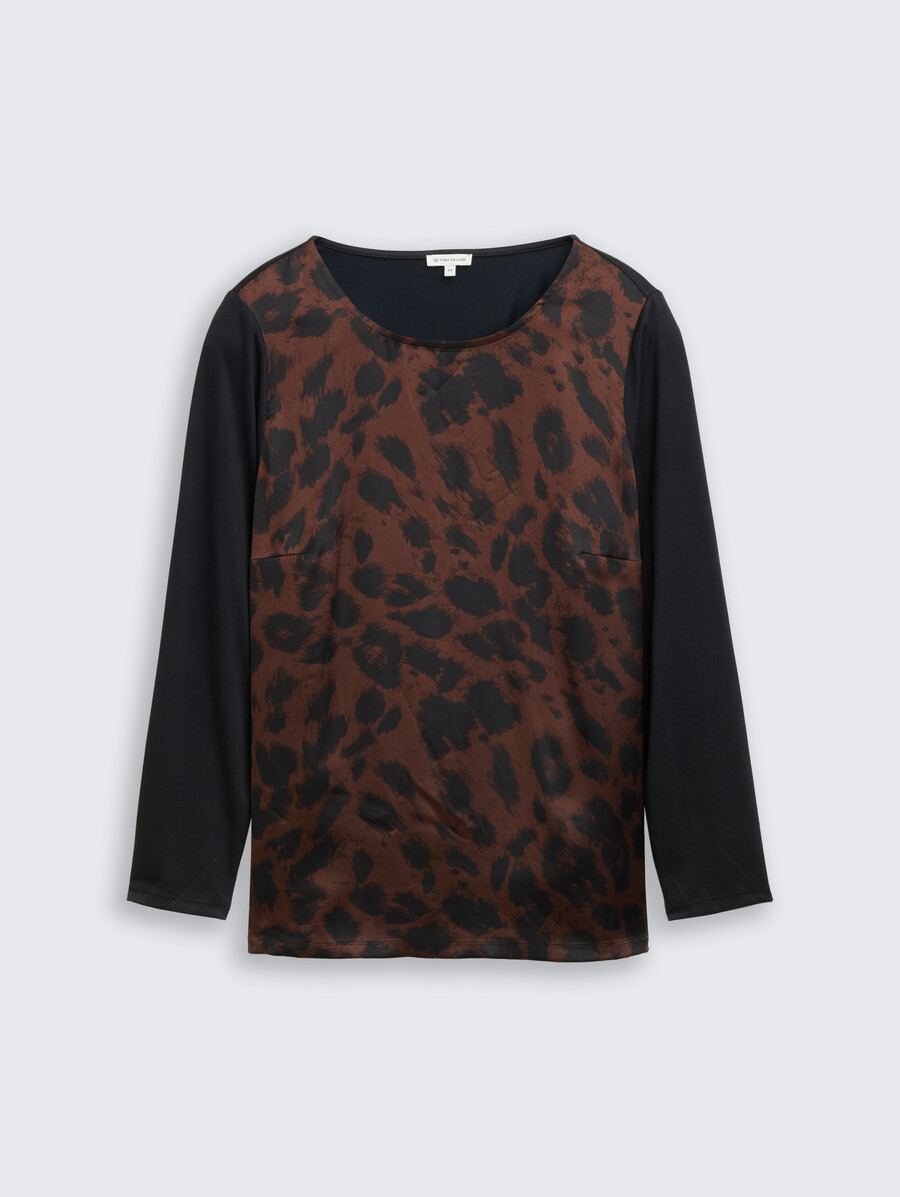talla grande - camisa holgada de manga larga con estampado de leopardo