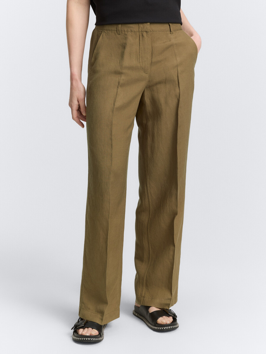 pantalón ancho ttlea con contenido de lino