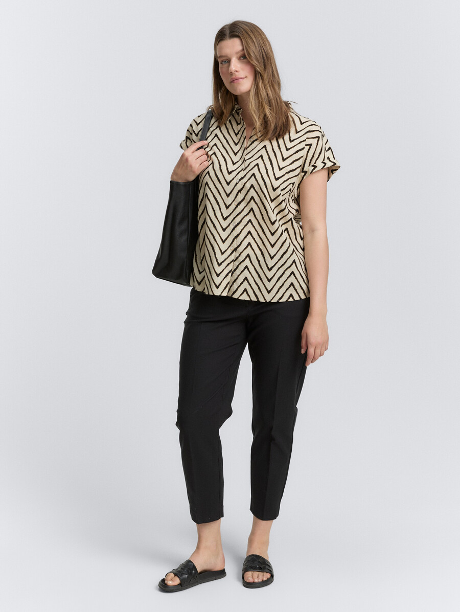 talla grande - blusa holgada con contenido de lino