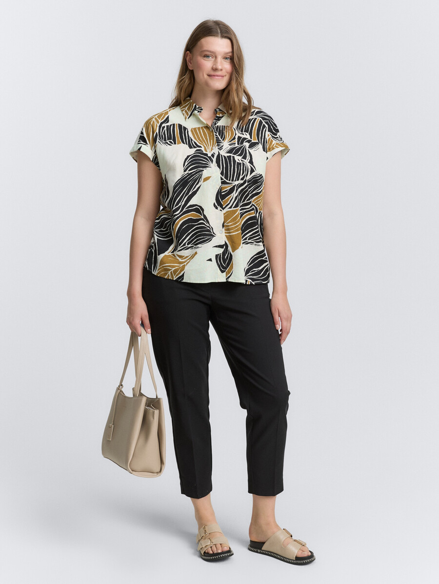 talla grande - blusa holgada con contenido de lino