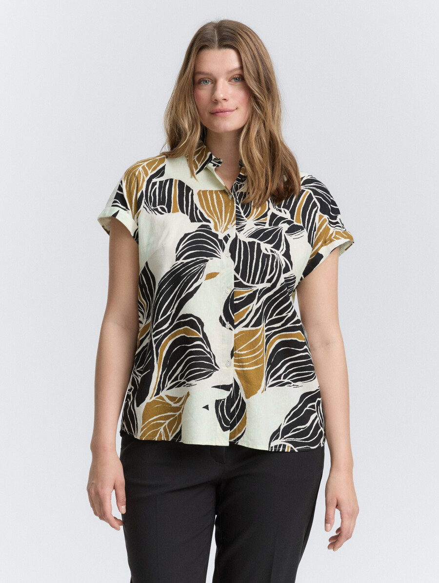 talla grande - blusa holgada con contenido de lino