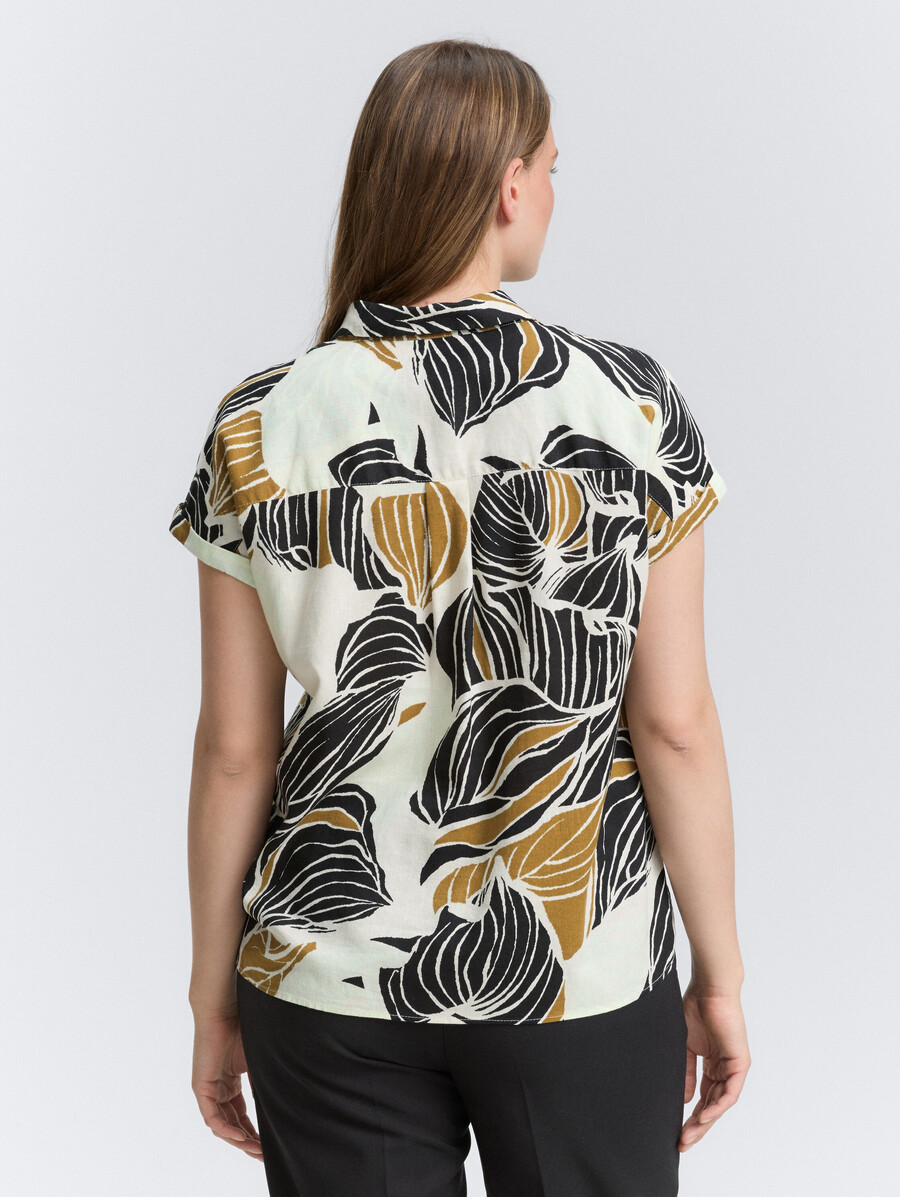 talla grande - blusa holgada con contenido de lino