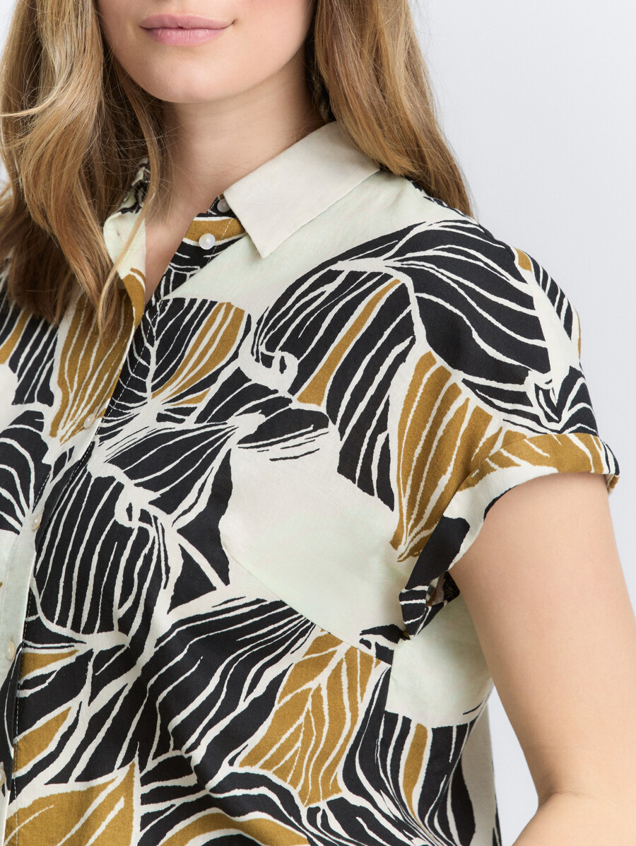 talla grande - blusa holgada con contenido de lino