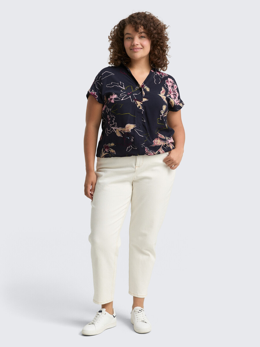 talla grande - blusa con estampado floral