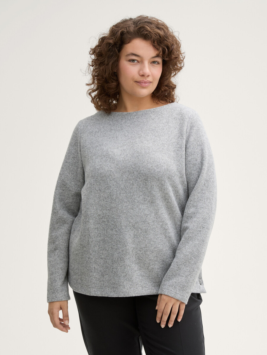 talla grande - sudadera suave al tacto con detalles de botones