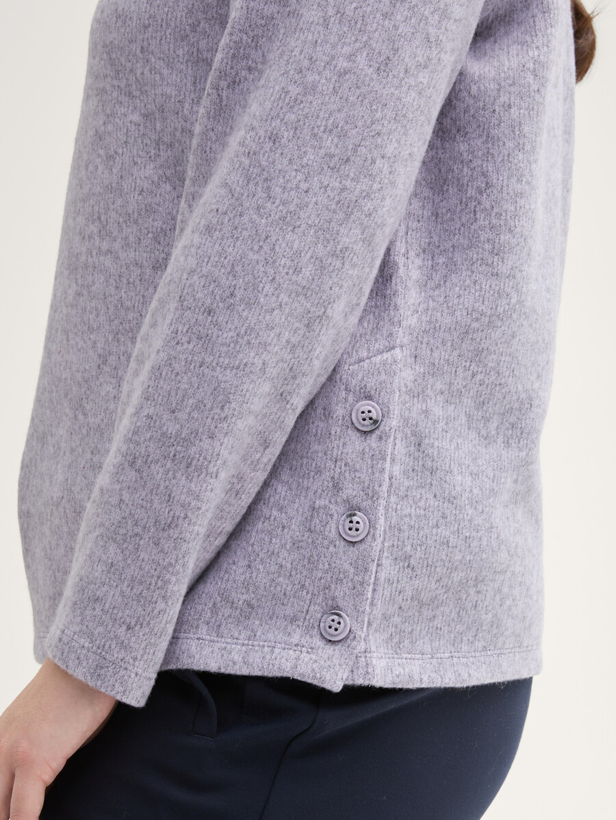 talla grande - sudadera suave al tacto con detalles de botones