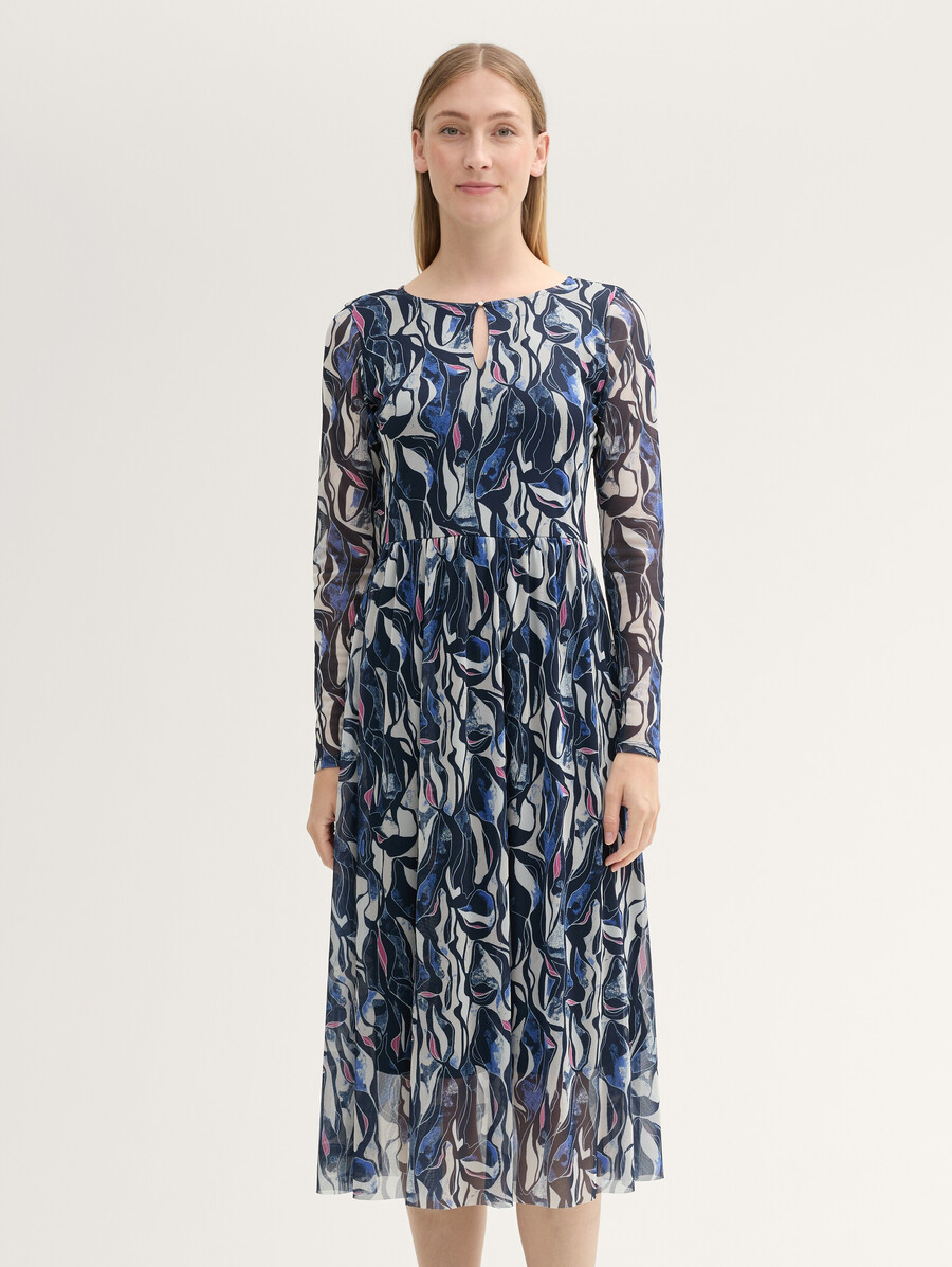 vestido midi de malla estampada