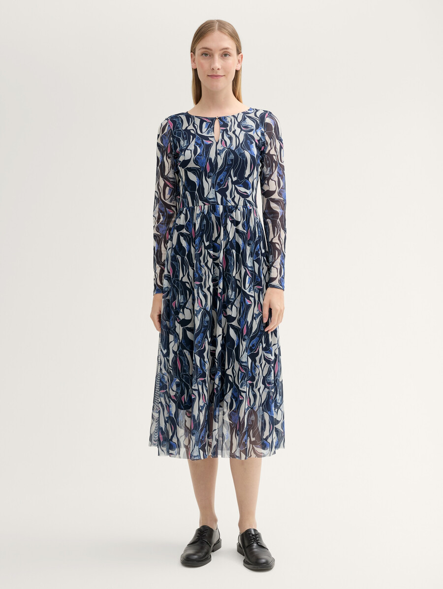 vestido midi de malla estampada