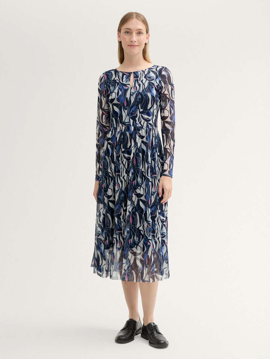 vestido midi de malla estampada