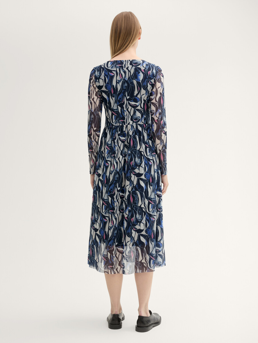 vestido midi de malla estampada