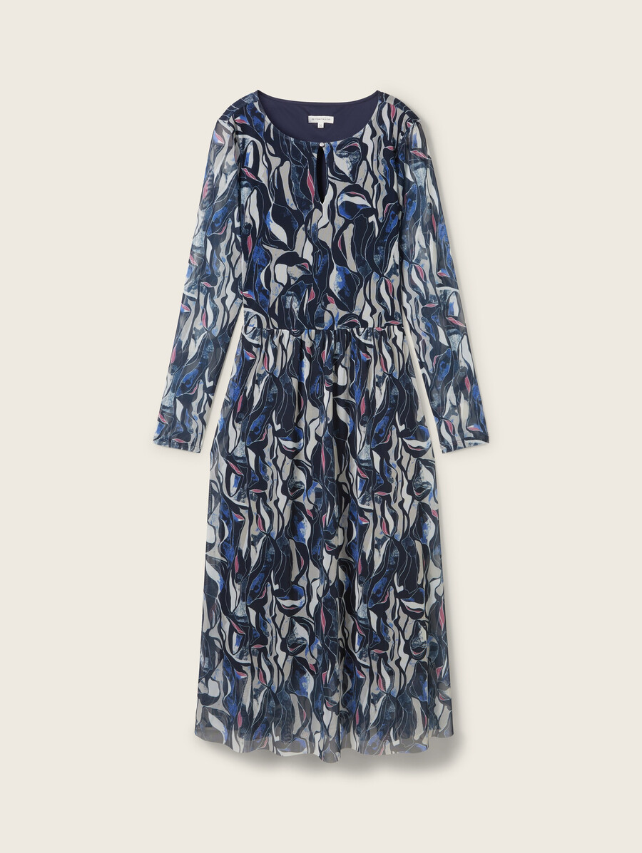 vestido midi de malla estampada
