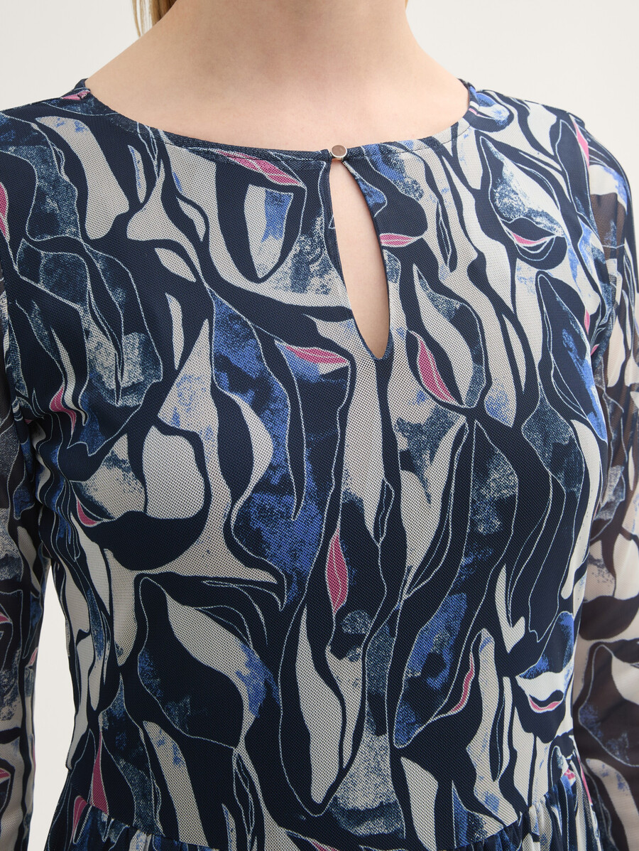 vestido midi de malla estampada